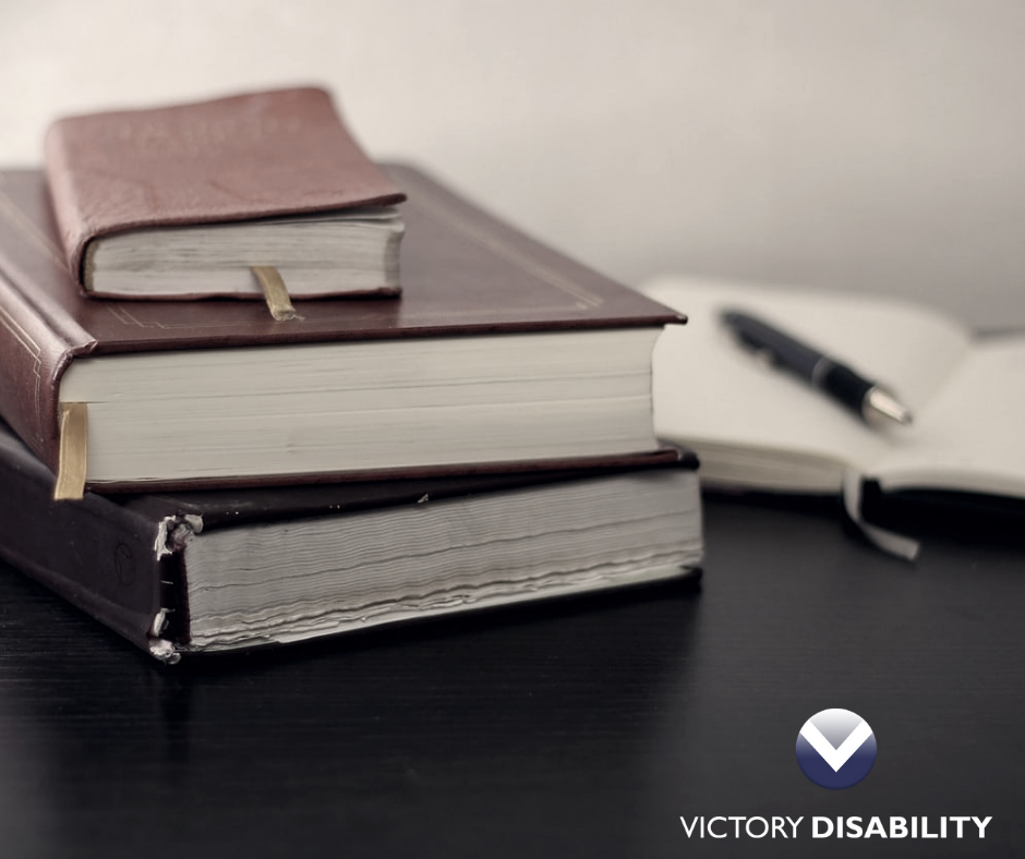 picture of books on a desk